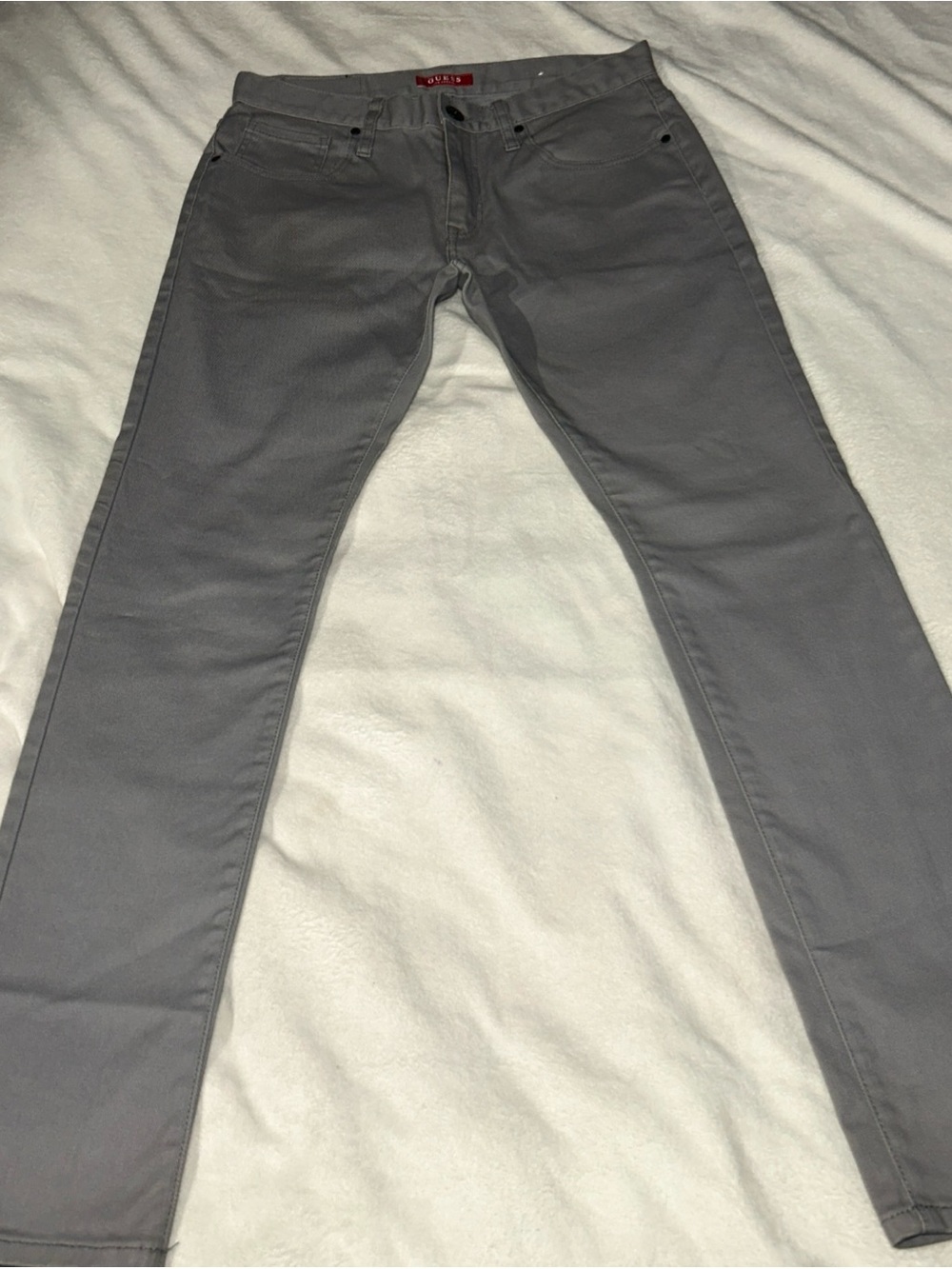 GUESS Men's Light Gray Slim Pants